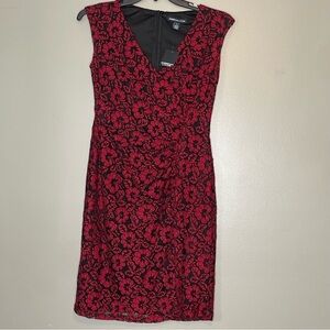 American Living Red Black Floral Lace Faux Wrap Dress Size 10 (NWT)